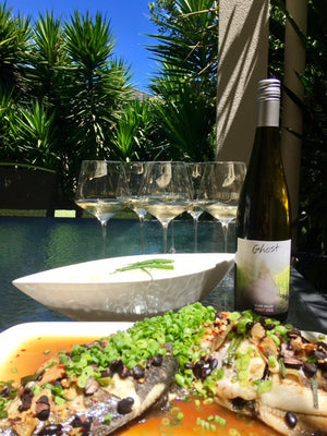 BBQ K.I. Sweep with spicy black beans and Ghost Clare Valley Pinot Gris